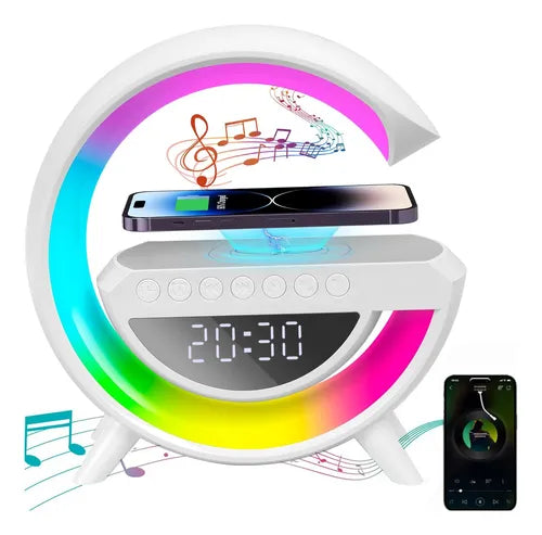 Cargador Inalambrico Con Lámpara Led Bocina